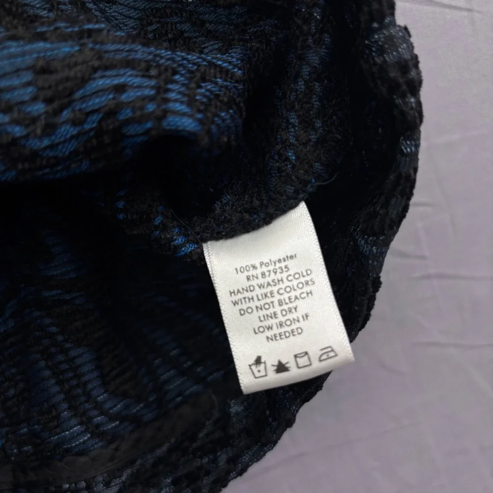 Susan Graver Style‎ Blue Black Paisley Jacquard Zip Jacket Womens 1X Mock Neck